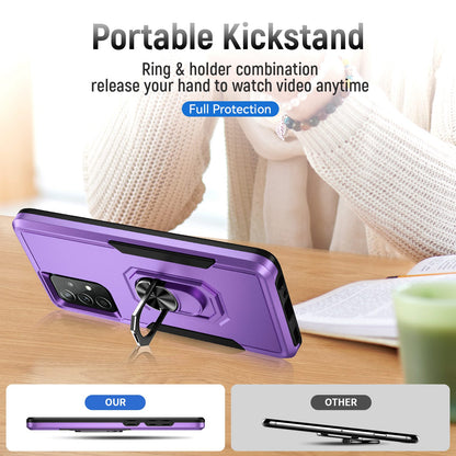 For Samsung Galaxy A52 4G/5G/A52s 5G Defender Series Well-protected PC + TPU Phone Cover Rotary Ring Kickstand Cellphone Case