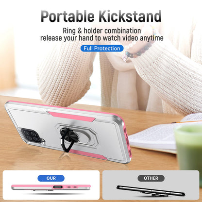 For Samsung Galaxy A12 Defender Series PC + TPU Hybrid Phone Cover Rotary Ring Kickstand Cellphone Case