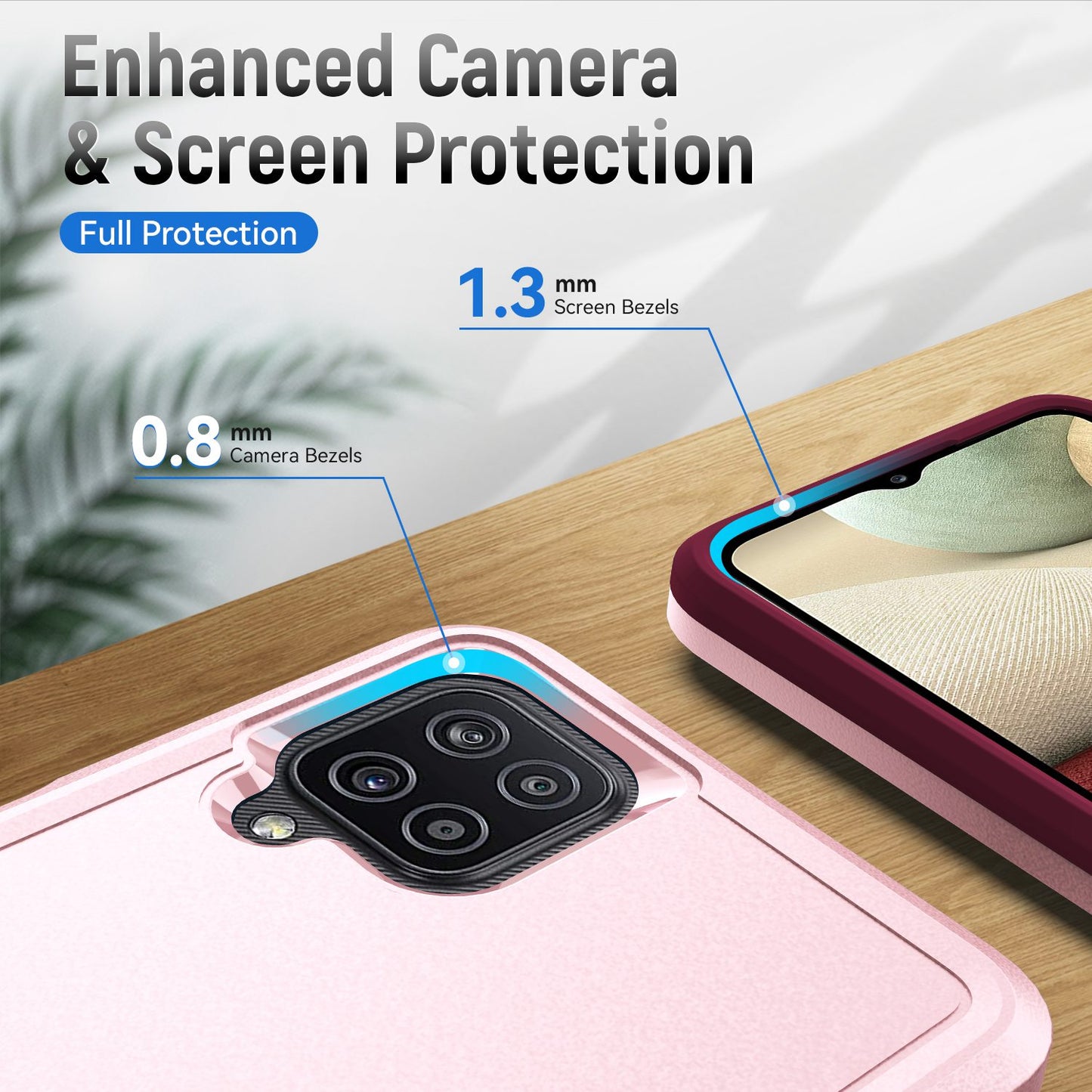 For Samsung Galaxy A12 Defender Series PC + TPU Hybrid Phone Cover Rotary Ring Kickstand Cellphone Case