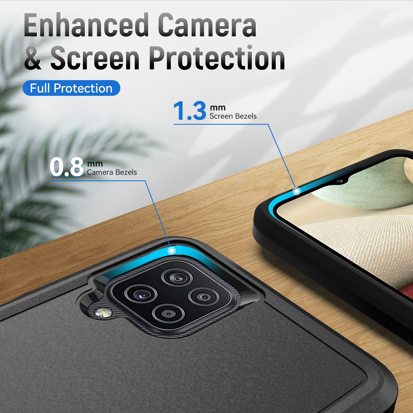 For Samsung Galaxy A12 Defender Series PC + TPU Hybrid Phone Cover Rotary Ring Kickstand Cellphone Case