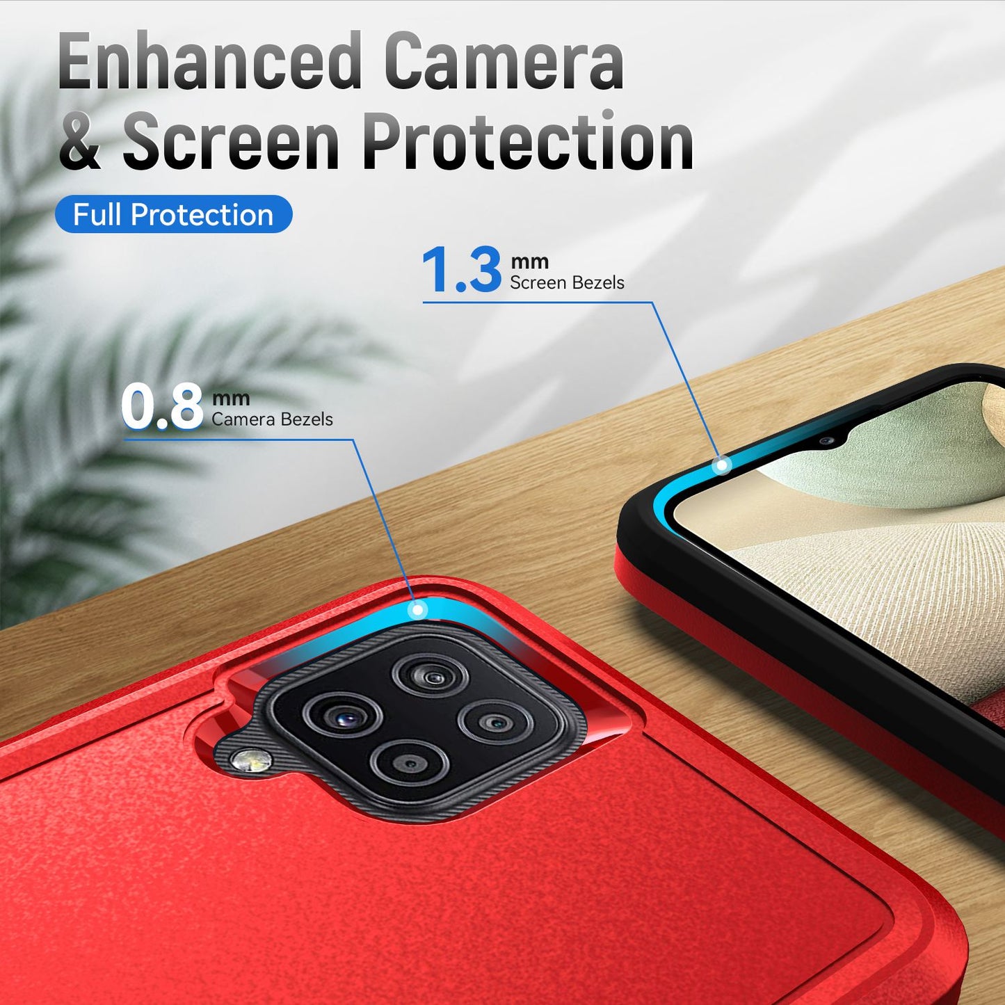 For Samsung Galaxy A12 Defender Series PC + TPU Hybrid Phone Cover Rotary Ring Kickstand Cellphone Case