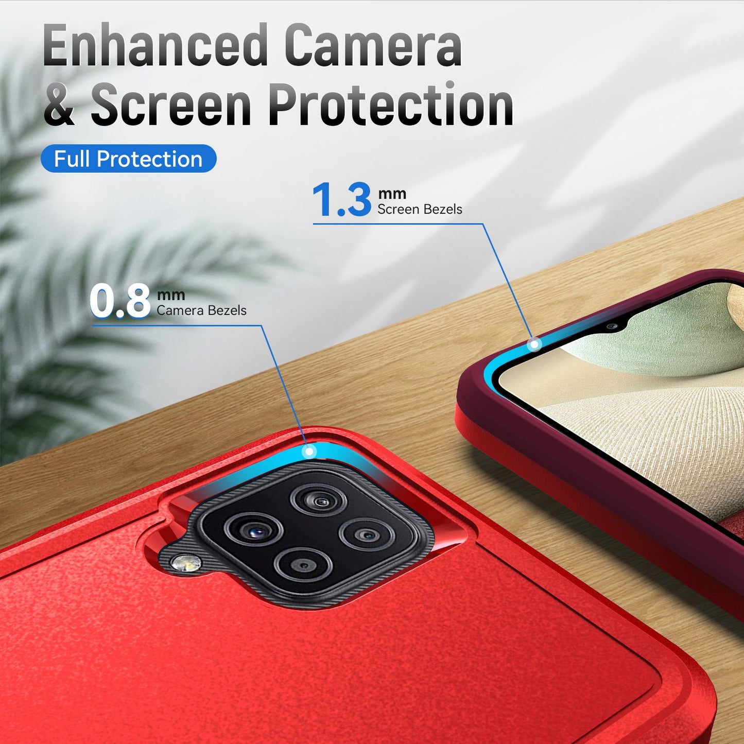 For Samsung Galaxy A12 Defender Series PC + TPU Hybrid Phone Cover Rotary Ring Kickstand Cellphone Case