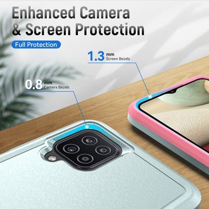 For Samsung Galaxy A12 Defender Series PC + TPU Hybrid Phone Cover Rotary Ring Kickstand Cellphone Case