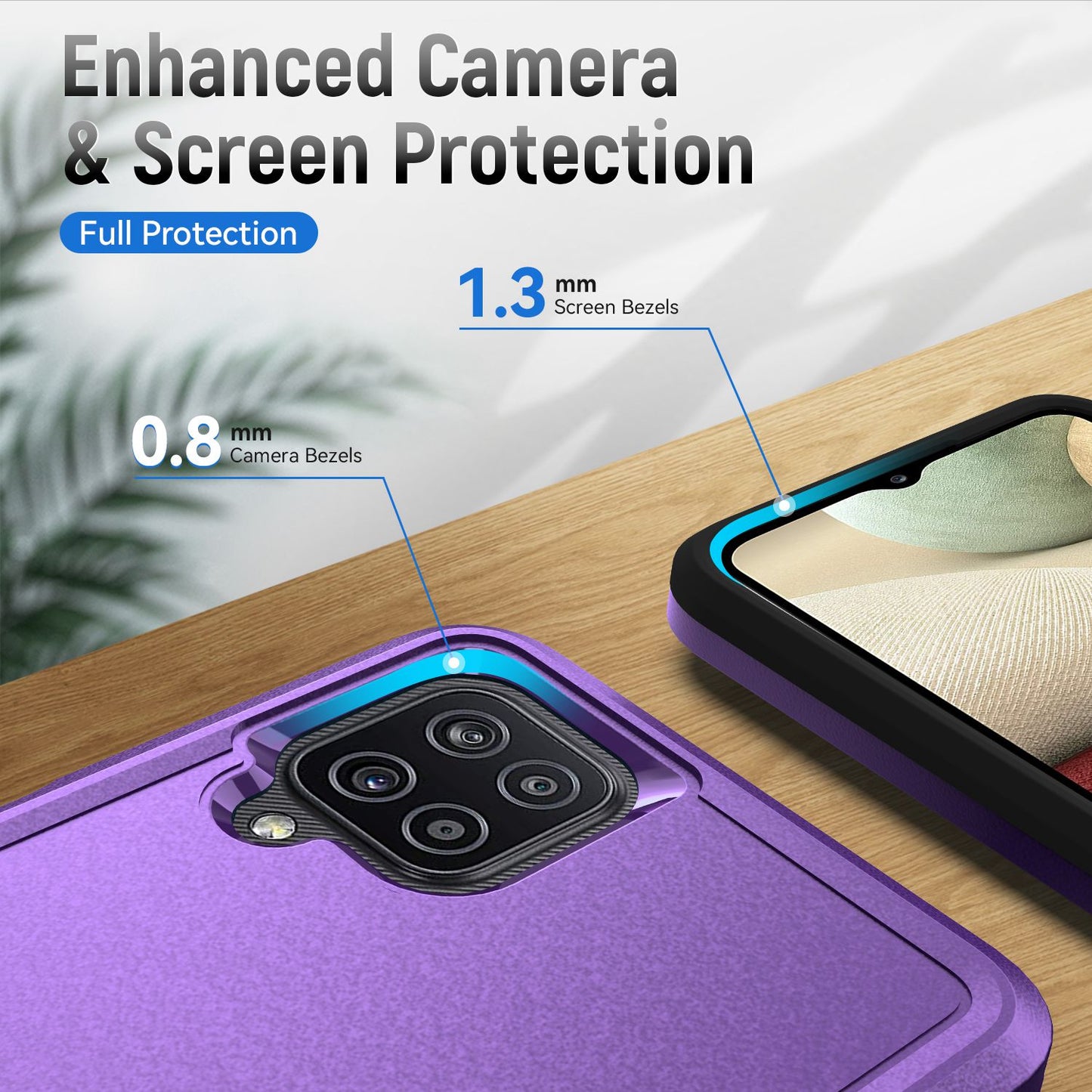 For Samsung Galaxy A12 Defender Series PC + TPU Hybrid Phone Cover Rotary Ring Kickstand Cellphone Case