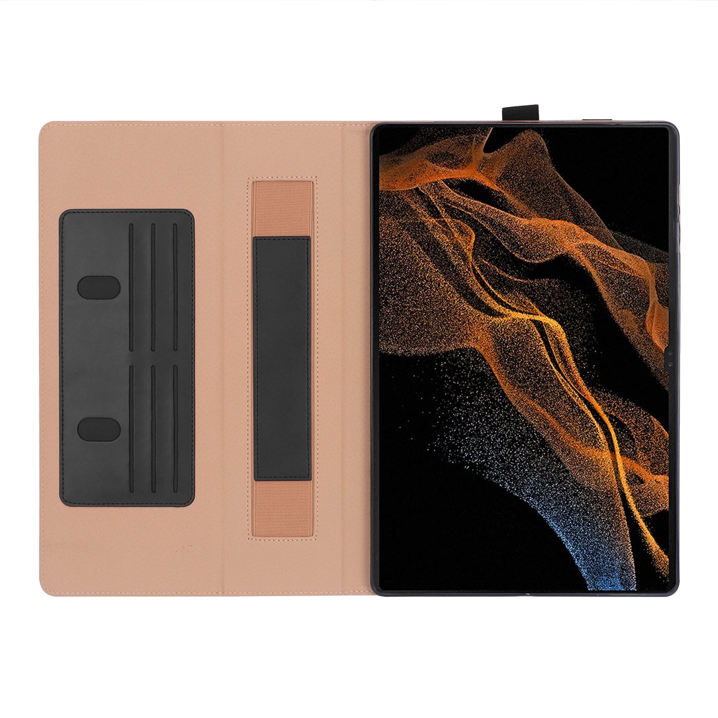 For Samsung Galaxy Tab S8 Ultra Business Style PU Leather Tablet Case Stand Card Holder Protective Cover with Auto Wake/Sleep