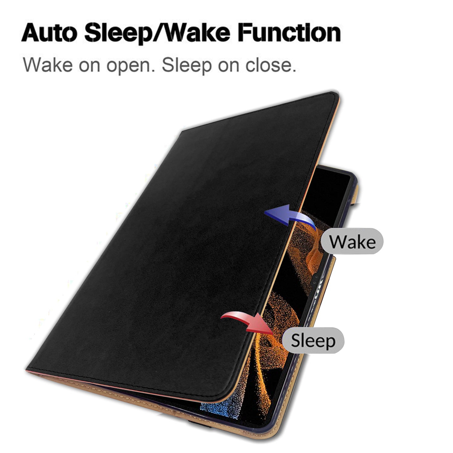 For Samsung Galaxy Tab S8 Ultra Business Style PU Leather Tablet Case Stand Card Holder Protective Cover with Auto Wake/Sleep