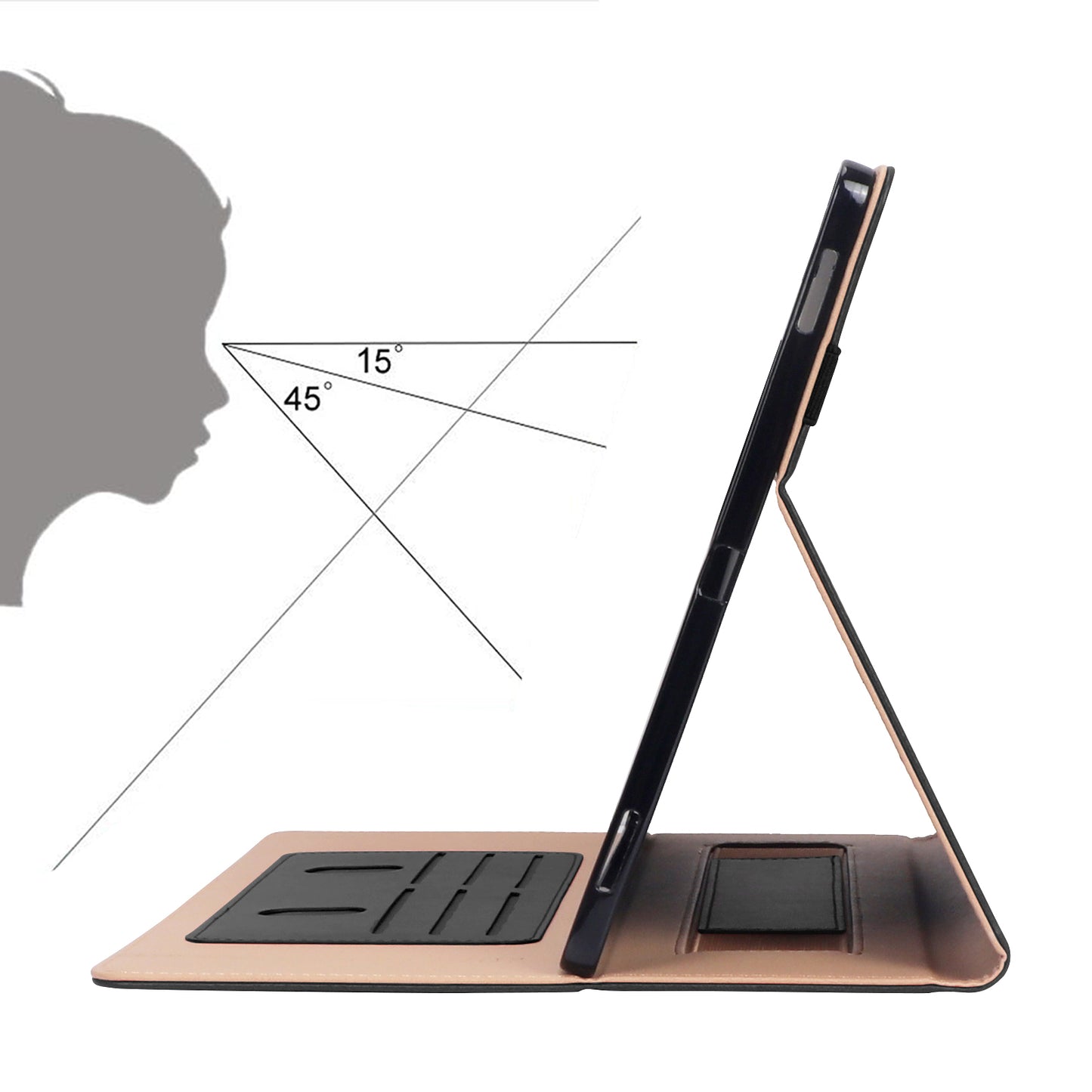 For Samsung Galaxy Tab S8 Ultra Business Style PU Leather Tablet Case Stand Card Holder Protective Cover with Auto Wake/Sleep