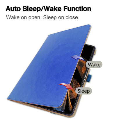 For Samsung Galaxy Tab S8 Ultra Business Style PU Leather Tablet Case Stand Card Holder Protective Cover with Auto Wake/Sleep