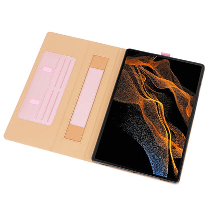 For Samsung Galaxy Tab S8 Ultra Business Style PU Leather Tablet Case Stand Card Holder Protective Cover with Auto Wake/Sleep