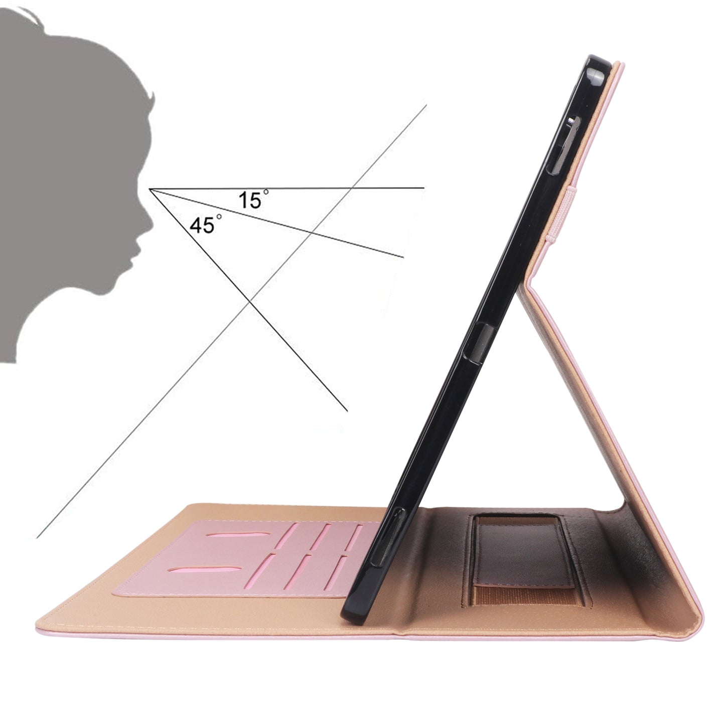 For Samsung Galaxy Tab S8 Ultra Business Style PU Leather Tablet Case Stand Card Holder Protective Cover with Auto Wake/Sleep