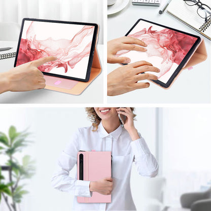 For Samsung Galaxy Tab S8 Ultra Business Style PU Leather Tablet Case Stand Card Holder Protective Cover with Auto Wake/Sleep
