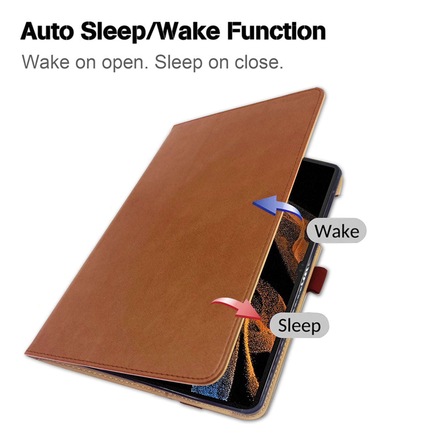 For Samsung Galaxy Tab S8 Ultra Business Style PU Leather Tablet Case Stand Card Holder Protective Cover with Auto Wake/Sleep