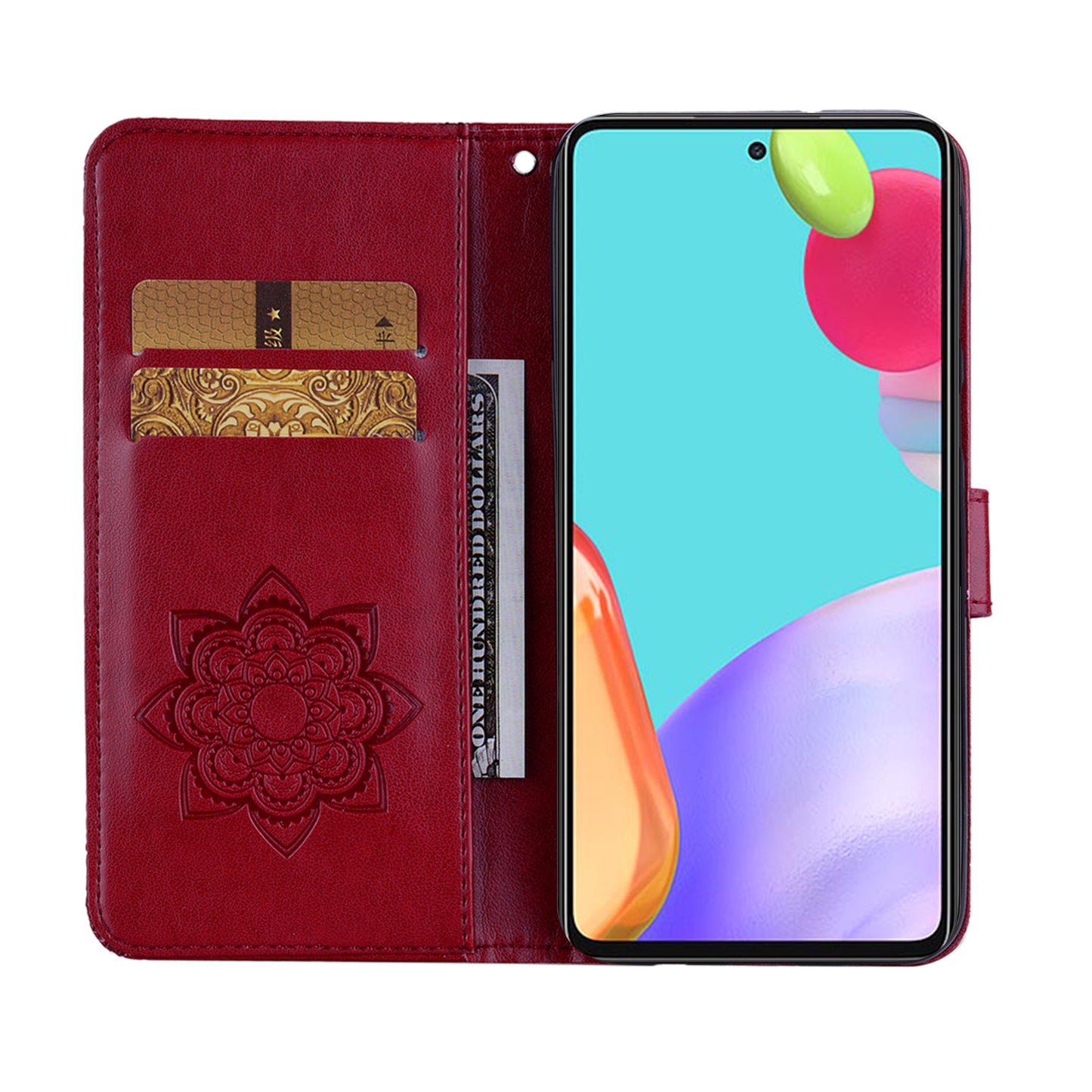 Rhinestone Decor Glitter Case for Samsung Galaxy A23 4G (165.4 x 76.9 x 8.4mm), Owl Flower Pattern Imprinted PU Leather Wallet Folio Phone Cover with Stand Function