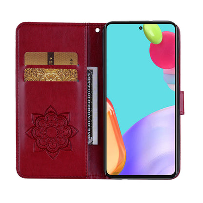 Rhinestone Decor Glitter Case for Samsung Galaxy A23 4G (165.4 x 76.9 x 8.4mm), Owl Flower Pattern Imprinted PU Leather Wallet Folio Phone Cover with Stand Function