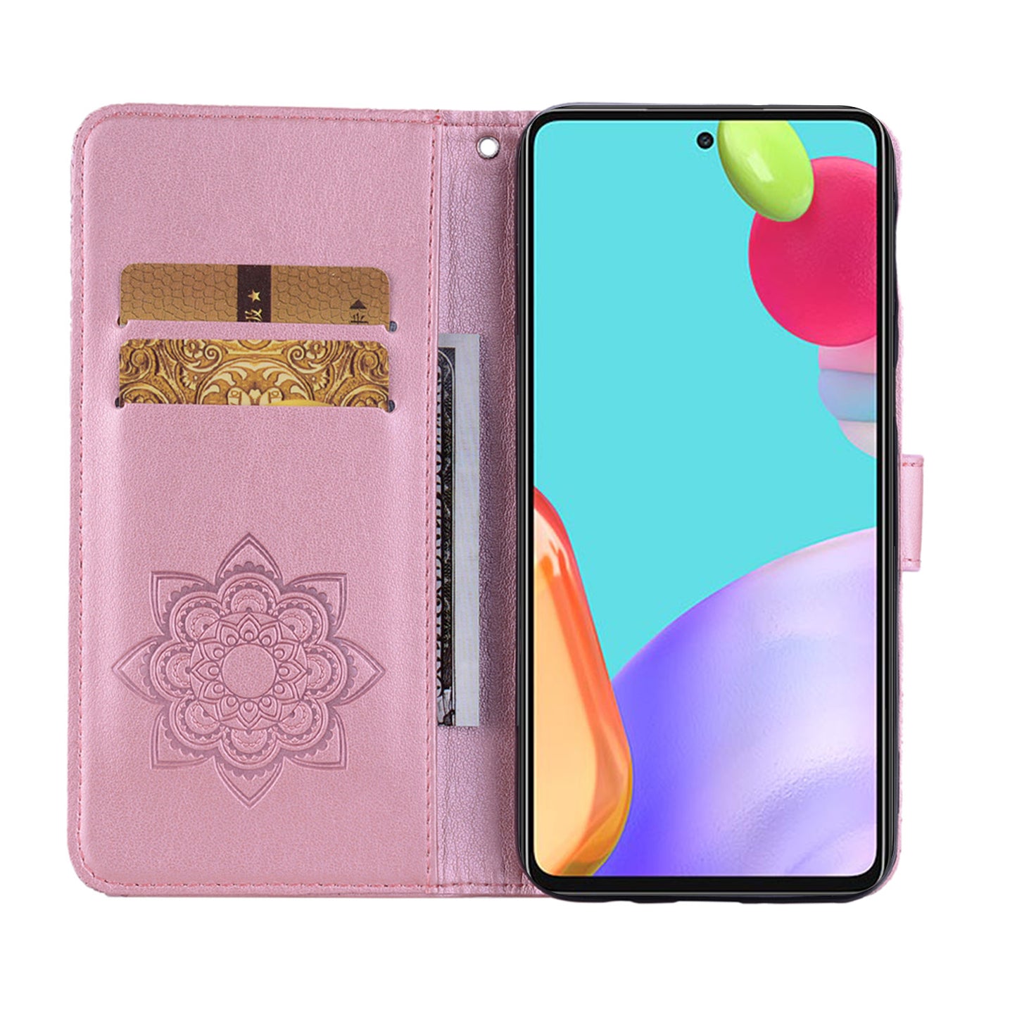 Rhinestone Decor Glitter Case for Samsung Galaxy A23 4G (165.4 x 76.9 x 8.4mm), Owl Flower Pattern Imprinted PU Leather Wallet Folio Phone Cover with Stand Function