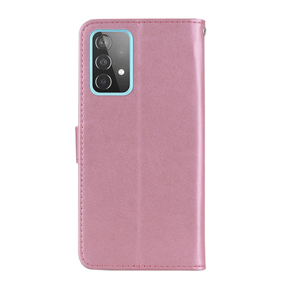 Rhinestone Decor Glitter Case for Samsung Galaxy A23 4G (165.4 x 76.9 x 8.4mm), Owl Flower Pattern Imprinted PU Leather Wallet Folio Phone Cover with Stand Function