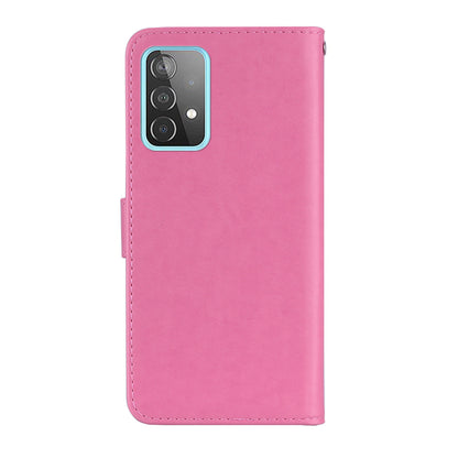 Rhinestone Decor Glitter Case for Samsung Galaxy A23 4G (165.4 x 76.9 x 8.4mm), Owl Flower Pattern Imprinted PU Leather Wallet Folio Phone Cover with Stand Function
