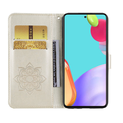 Rhinestone Decor Glitter Case for Samsung Galaxy A23 4G (165.4 x 76.9 x 8.4mm), Owl Flower Pattern Imprinted PU Leather Wallet Folio Phone Cover with Stand Function