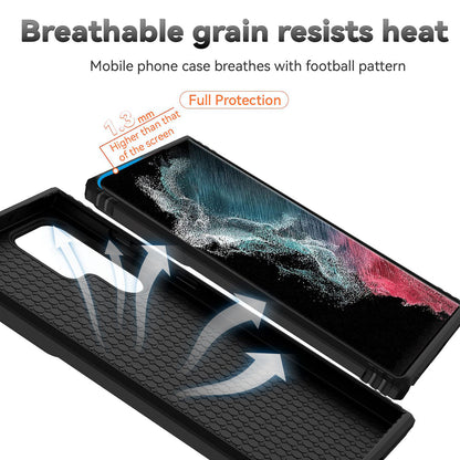 For Samsung Galaxy S22 Ultra 5G Ring Kickstand Back Case TPU+PC Hybrid Phone Cover with Slide Camera Protection