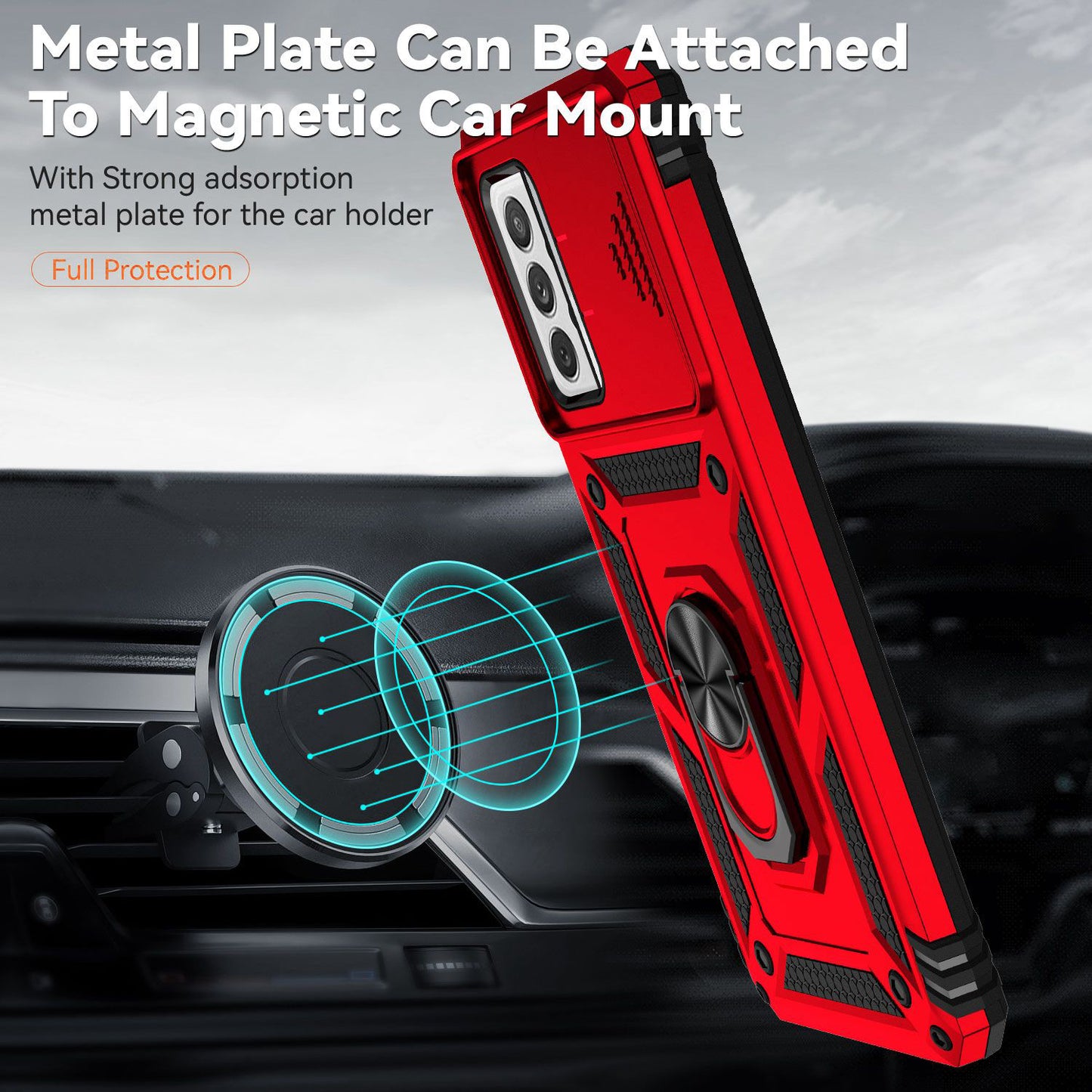 For Samsung Galaxy A52 4G/5G/A52s 5G Slide Camera Protector PC + TPU Phone Case Ring Kickstand Protective Cover