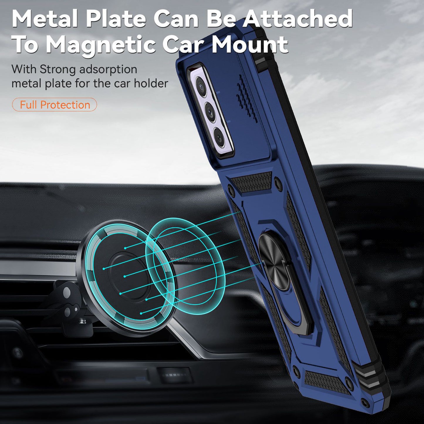 For Samsung Galaxy A52 4G/5G/A52s 5G Slide Camera Protector PC + TPU Phone Case Ring Kickstand Protective Cover