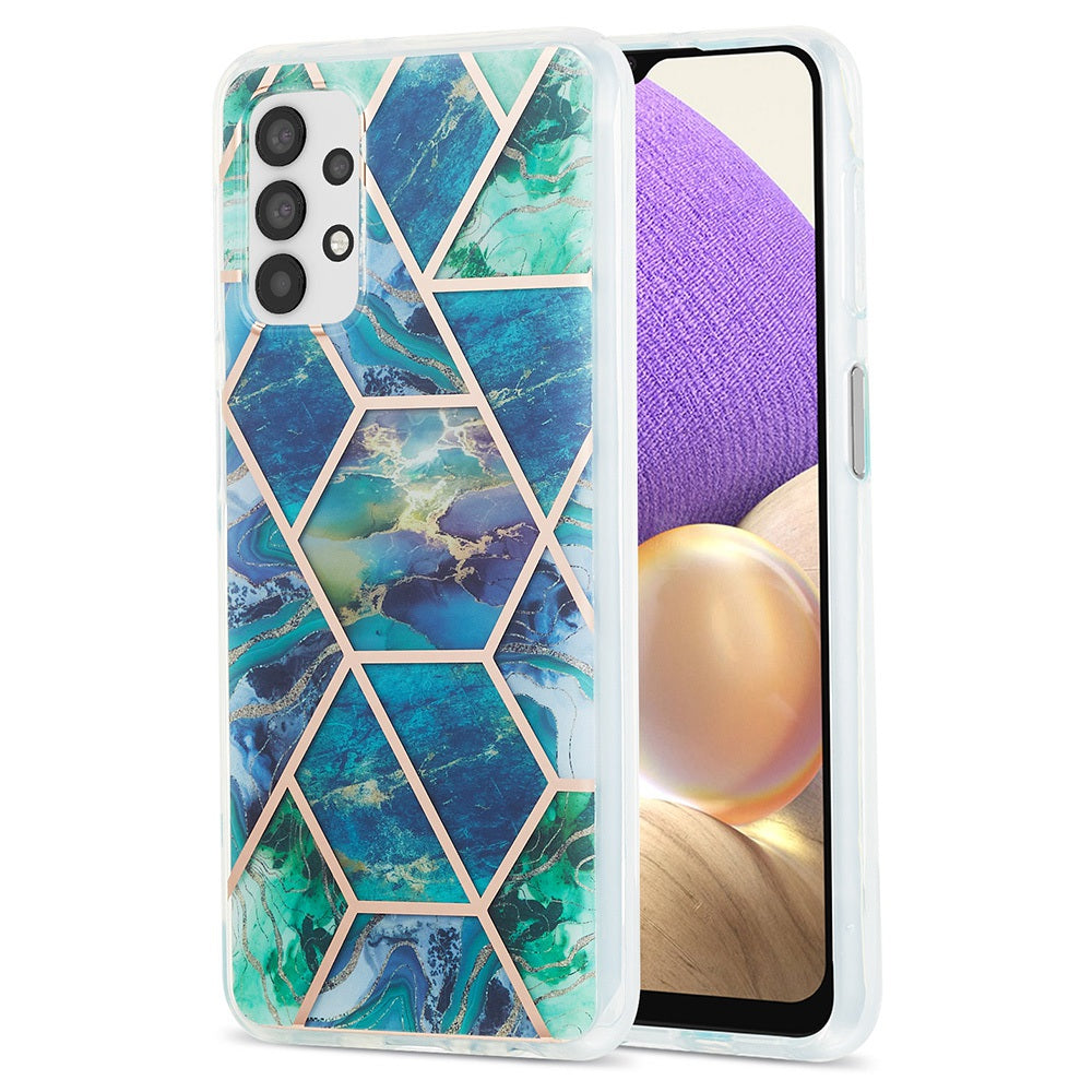 YB IMD Series-3 For Samsung Galaxy A13 4G IMD Soft TPU Case Double-sided Electroplating Splicing Marble Pattern Shockproof Drop-proof Shell