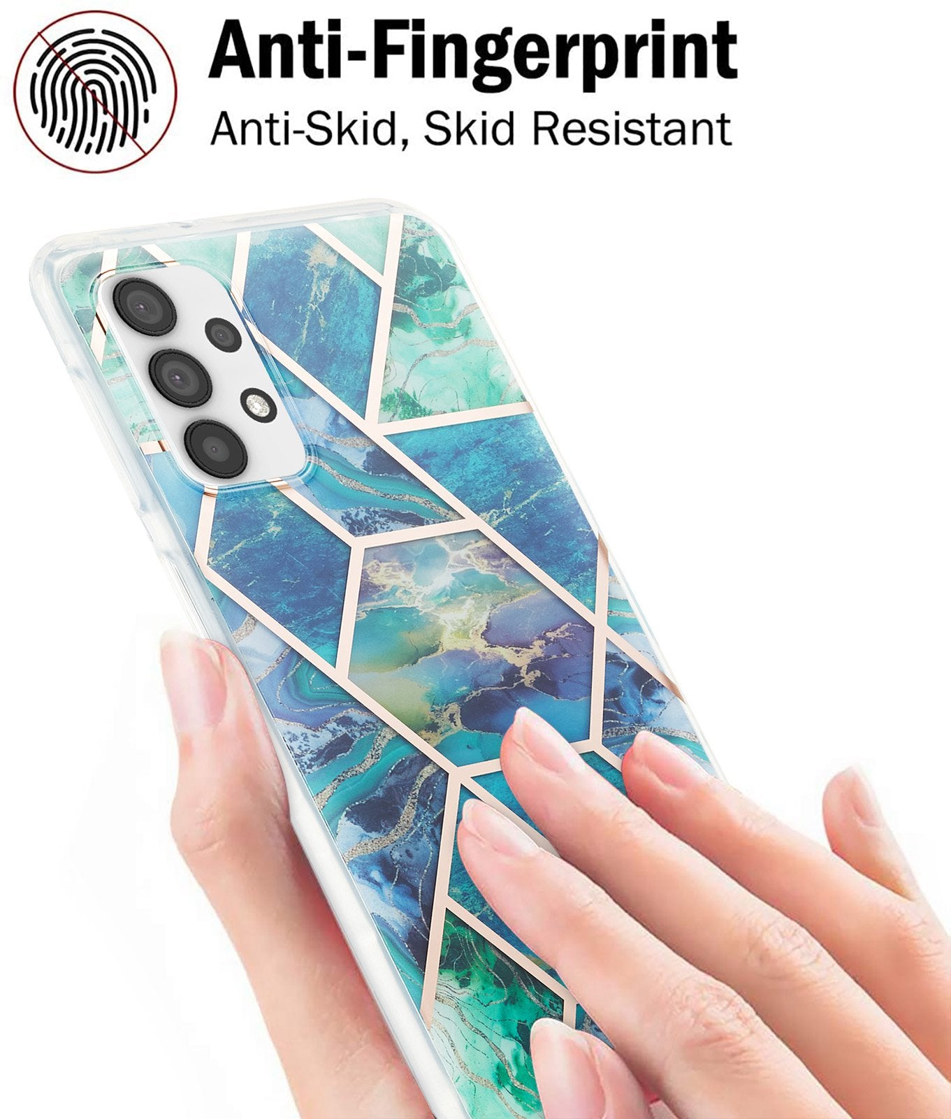 YB IMD Series-3 For Samsung Galaxy A13 4G IMD Soft TPU Case Double-sided Electroplating Splicing Marble Pattern Shockproof Drop-proof Shell