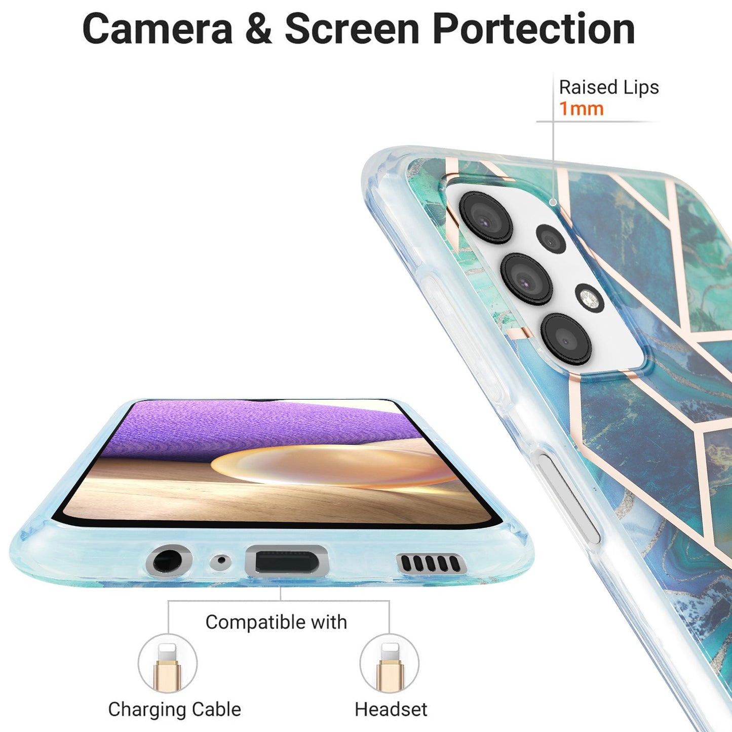 YB IMD Series-3 For Samsung Galaxy A13 4G IMD Soft TPU Case Double-sided Electroplating Splicing Marble Pattern Shockproof Drop-proof Shell