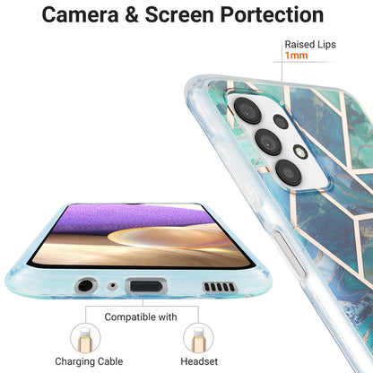 YB IMD Series-3 For Samsung Galaxy A13 4G IMD Soft TPU Case Double-sided Electroplating Splicing Marble Pattern Shockproof Drop-proof Shell