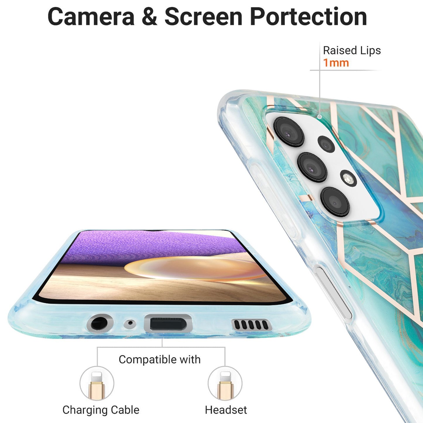 YB IMD Series-3 For Samsung Galaxy A13 4G IMD Soft TPU Case Double-sided Electroplating Splicing Marble Pattern Shockproof Drop-proof Shell