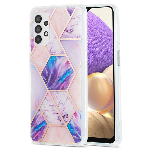 YB IMD Series-3 For Samsung Galaxy A13 4G IMD Soft TPU Case Double-sided Electroplating Splicing Marble Pattern Shockproof Drop-proof Shell