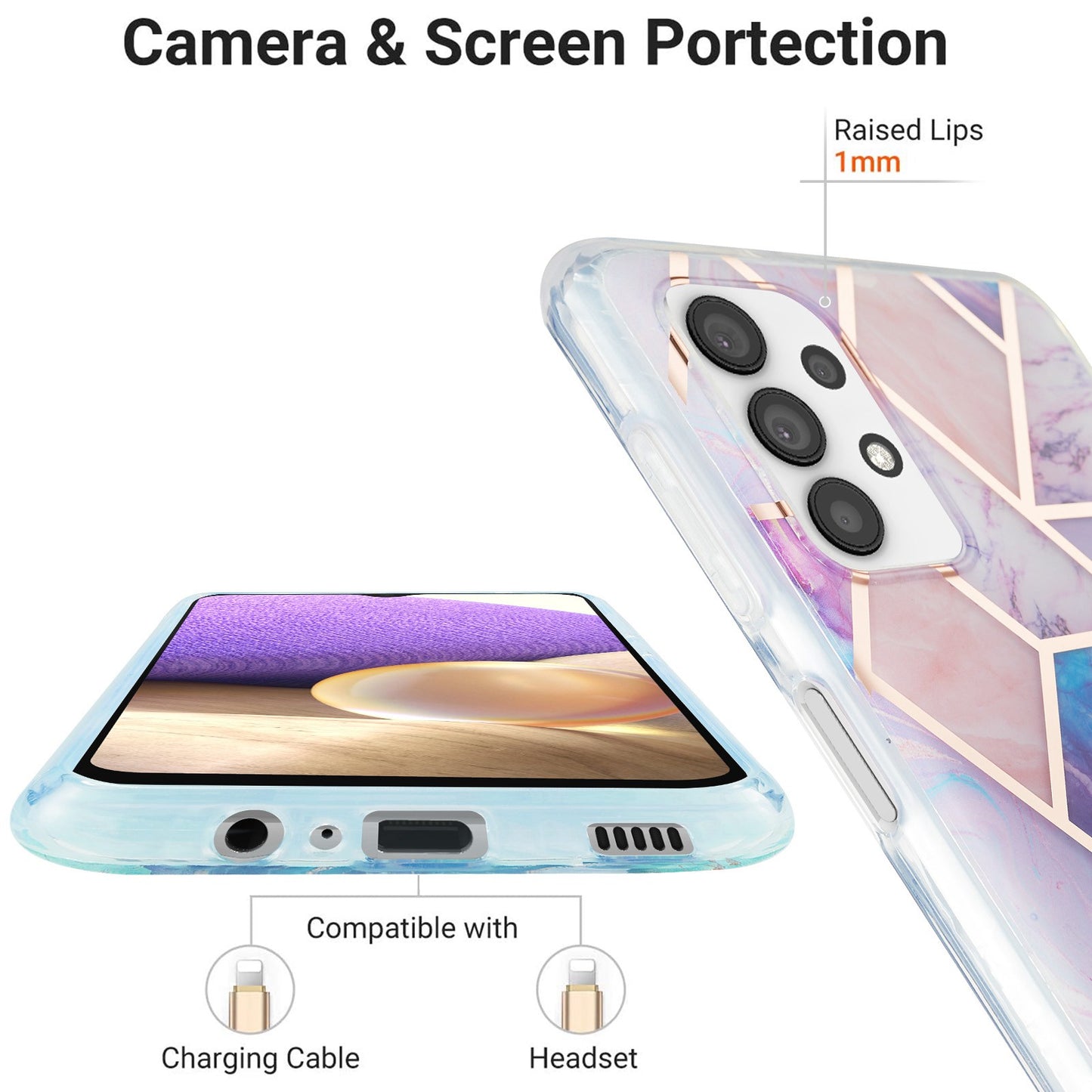 YB IMD Series-3 For Samsung Galaxy A13 4G IMD Soft TPU Case Double-sided Electroplating Splicing Marble Pattern Shockproof Drop-proof Shell