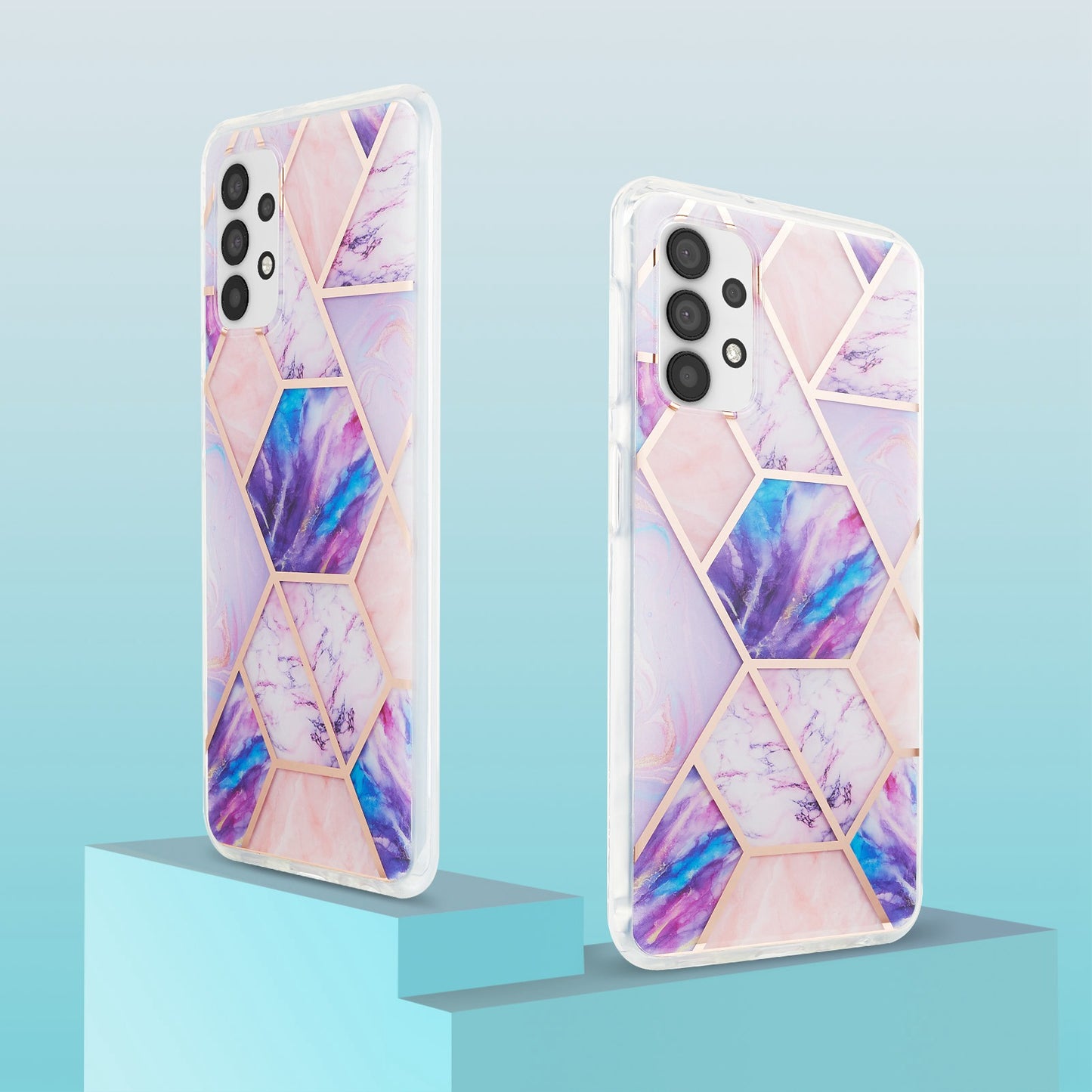 YB IMD Series-3 For Samsung Galaxy A13 4G IMD Soft TPU Case Double-sided Electroplating Splicing Marble Pattern Shockproof Drop-proof Shell