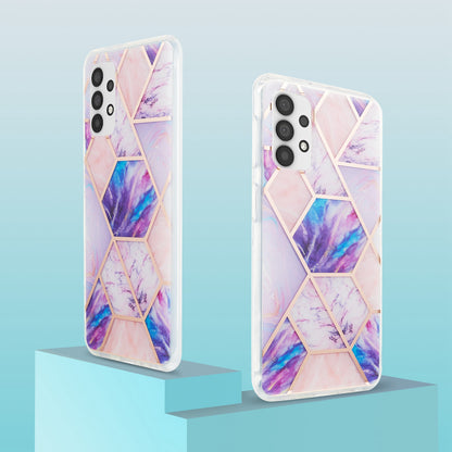 YB IMD Series-3 For Samsung Galaxy A13 4G IMD Soft TPU Case Double-sided Electroplating Splicing Marble Pattern Shockproof Drop-proof Shell