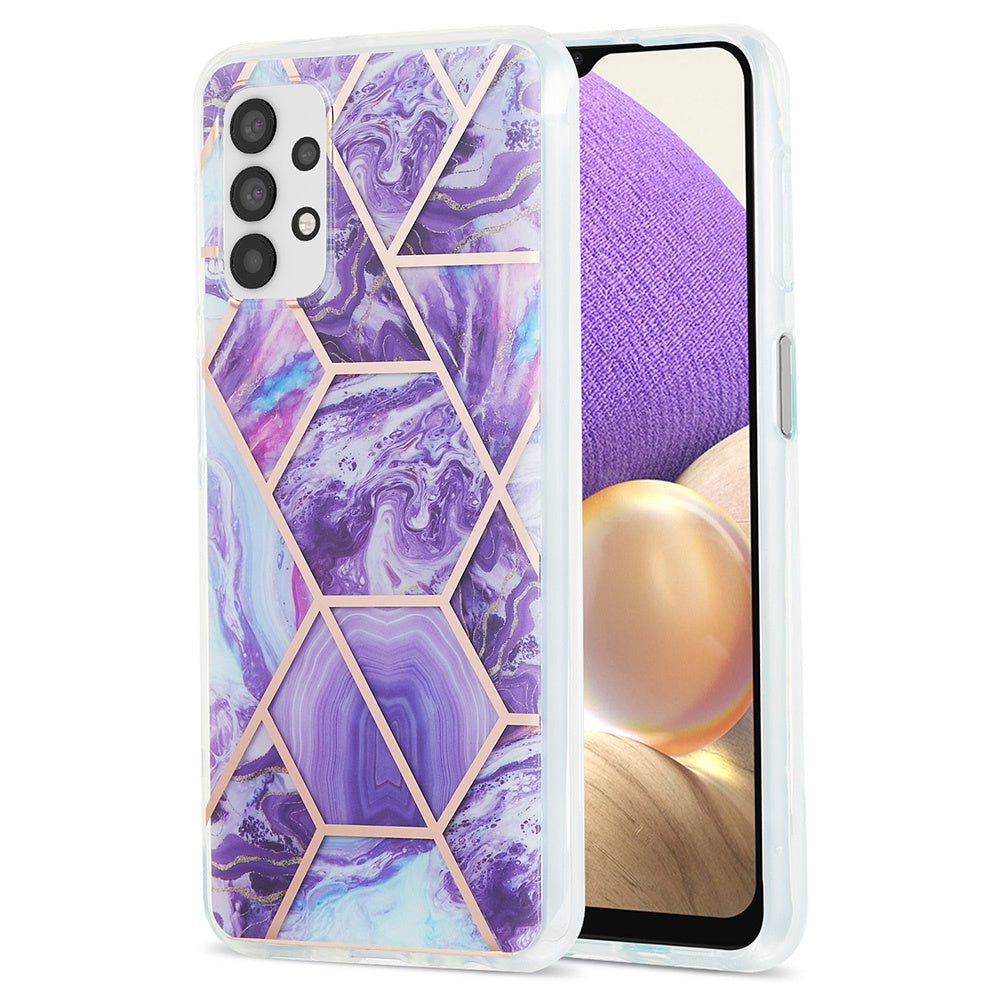 YB IMD Series-3 For Samsung Galaxy A13 4G IMD Soft TPU Case Double-sided Electroplating Splicing Marble Pattern Shockproof Drop-proof Shell