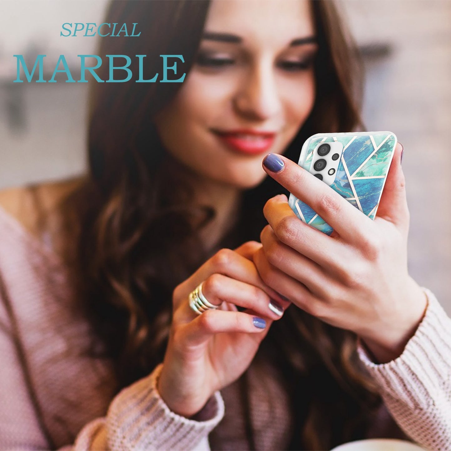 YB IMD Series-3 For Samsung Galaxy A23 4G (165.4 x 76.9 x 8.4mm) IMD Anti-scratch Soft TPU Case Double-sided Electroplating Splicing Marble Pattern Protective Shell