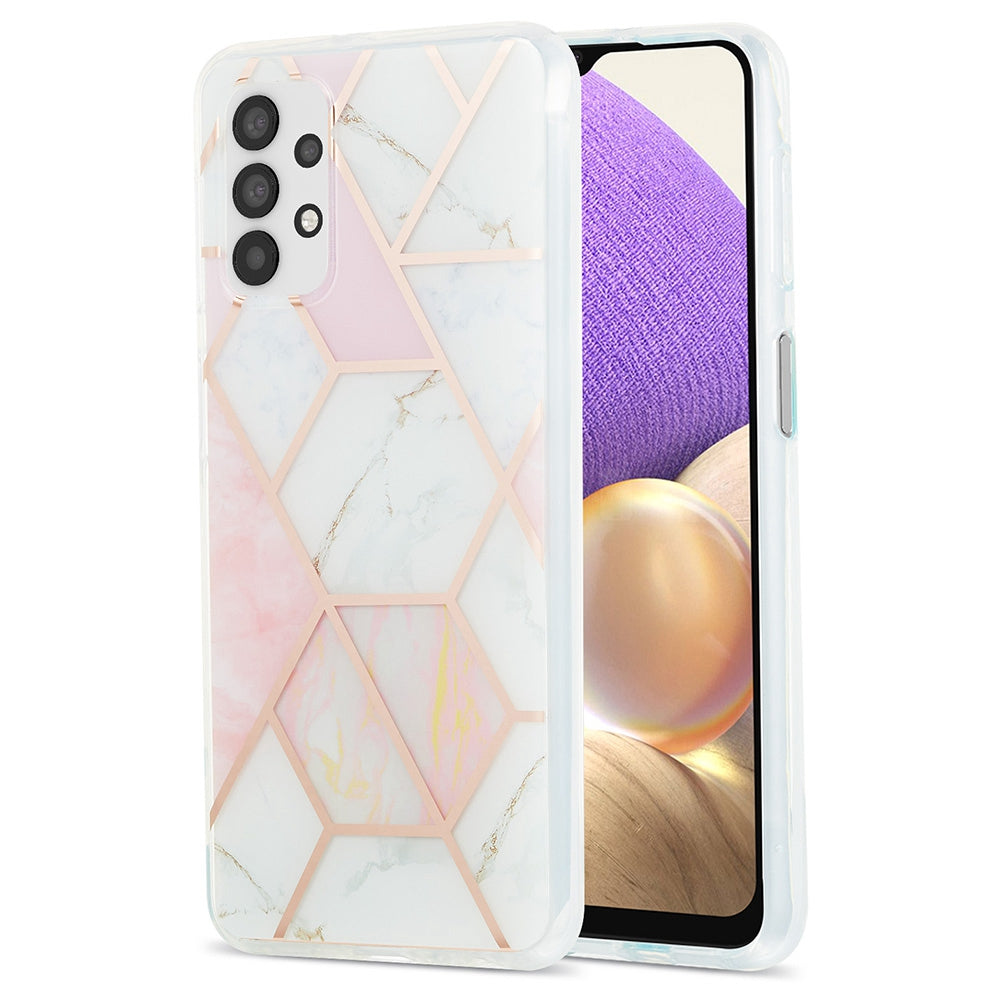 YB IMD Series-3 For Samsung Galaxy A23 4G (165.4 x 76.9 x 8.4mm) IMD Anti-scratch Soft TPU Case Double-sided Electroplating Splicing Marble Pattern Protective Shell