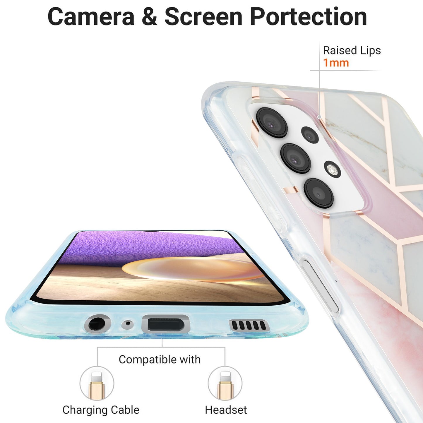 YB IMD Series-3 For Samsung Galaxy A23 4G (165.4 x 76.9 x 8.4mm) IMD Anti-scratch Soft TPU Case Double-sided Electroplating Splicing Marble Pattern Protective Shell