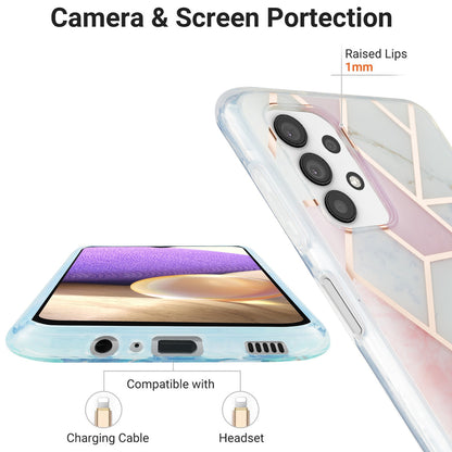 YB IMD Series-3 For Samsung Galaxy A23 4G (165.4 x 76.9 x 8.4mm) IMD Anti-scratch Soft TPU Case Double-sided Electroplating Splicing Marble Pattern Protective Shell