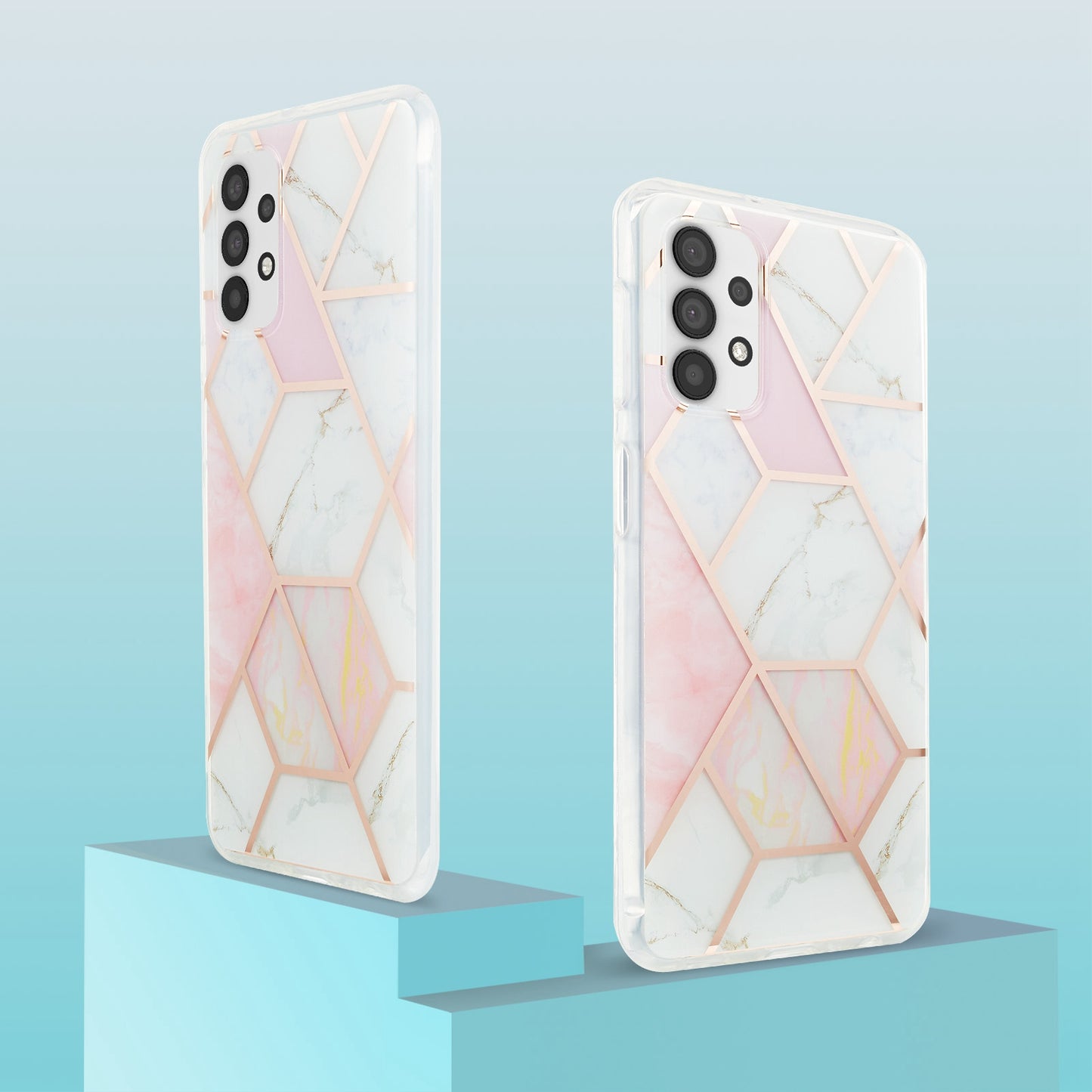 YB IMD Series-3 For Samsung Galaxy A23 4G (165.4 x 76.9 x 8.4mm) IMD Anti-scratch Soft TPU Case Double-sided Electroplating Splicing Marble Pattern Protective Shell