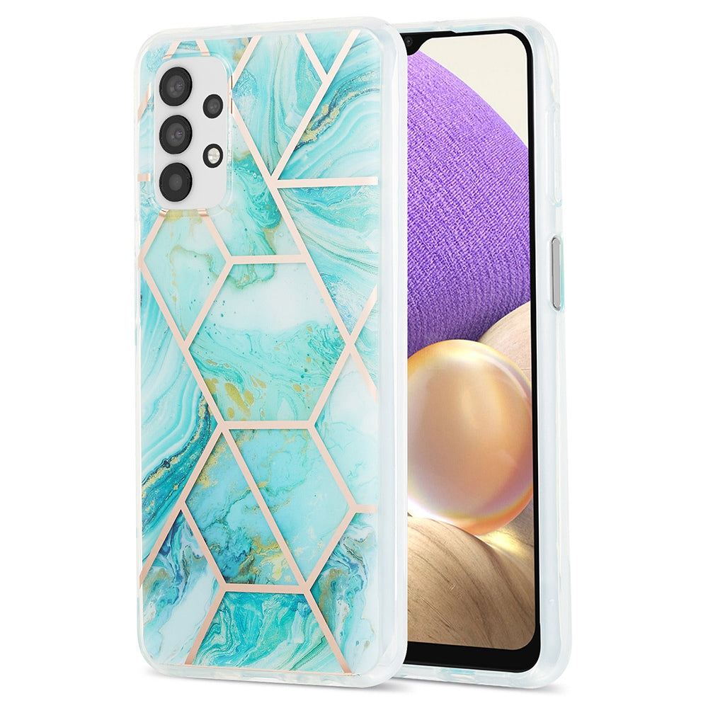 YB IMD Series-3 For Samsung Galaxy A23 4G (165.4 x 76.9 x 8.4mm) IMD Anti-scratch Soft TPU Case Double-sided Electroplating Splicing Marble Pattern Protective Shell