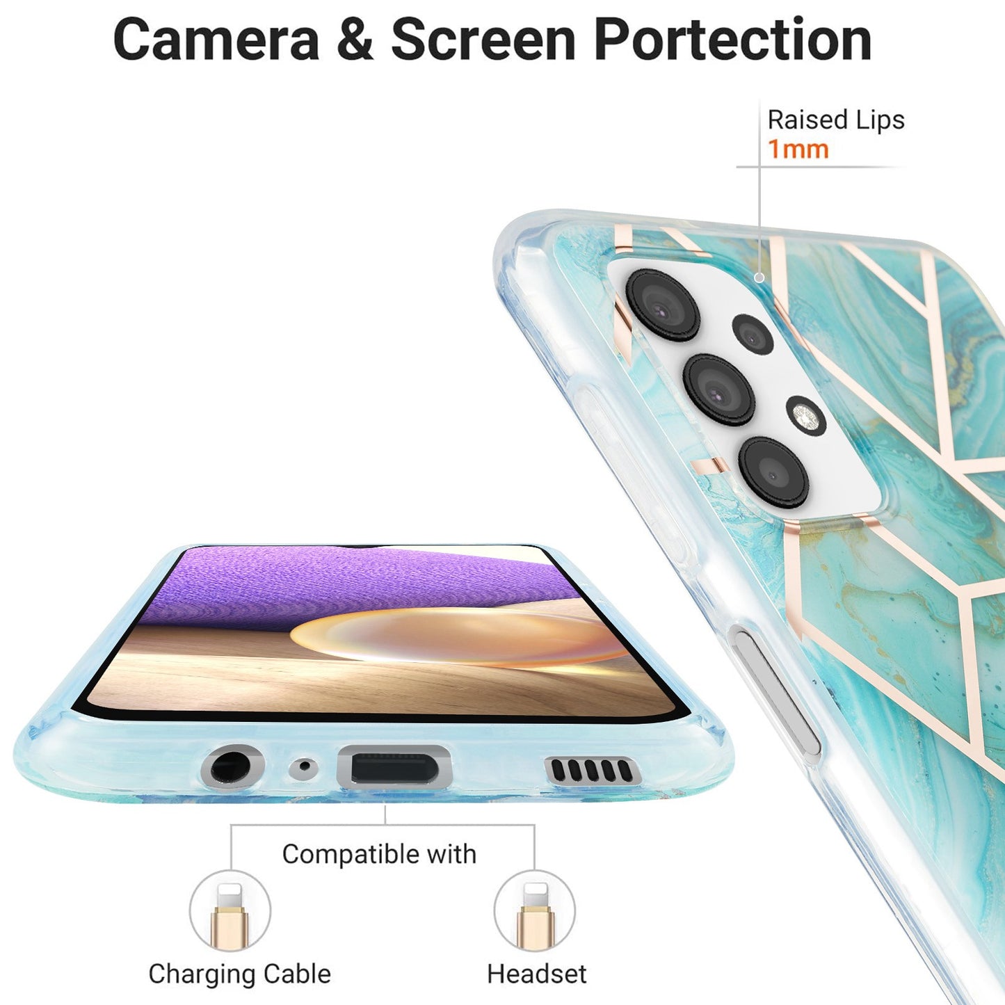 YB IMD Series-3 For Samsung Galaxy A23 4G (165.4 x 76.9 x 8.4mm) IMD Anti-scratch Soft TPU Case Double-sided Electroplating Splicing Marble Pattern Protective Shell