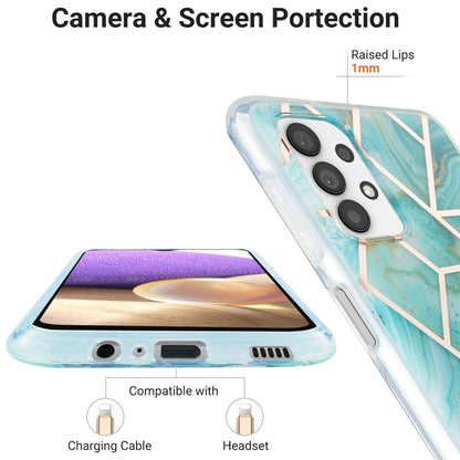 YB IMD Series-3 For Samsung Galaxy A23 4G (165.4 x 76.9 x 8.4mm) IMD Anti-scratch Soft TPU Case Double-sided Electroplating Splicing Marble Pattern Protective Shell