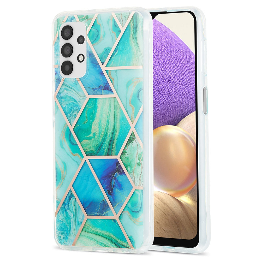 YB IMD Series-3 For Samsung Galaxy A23 4G (165.4 x 76.9 x 8.4mm) IMD Anti-scratch Soft TPU Case Double-sided Electroplating Splicing Marble Pattern Protective Shell