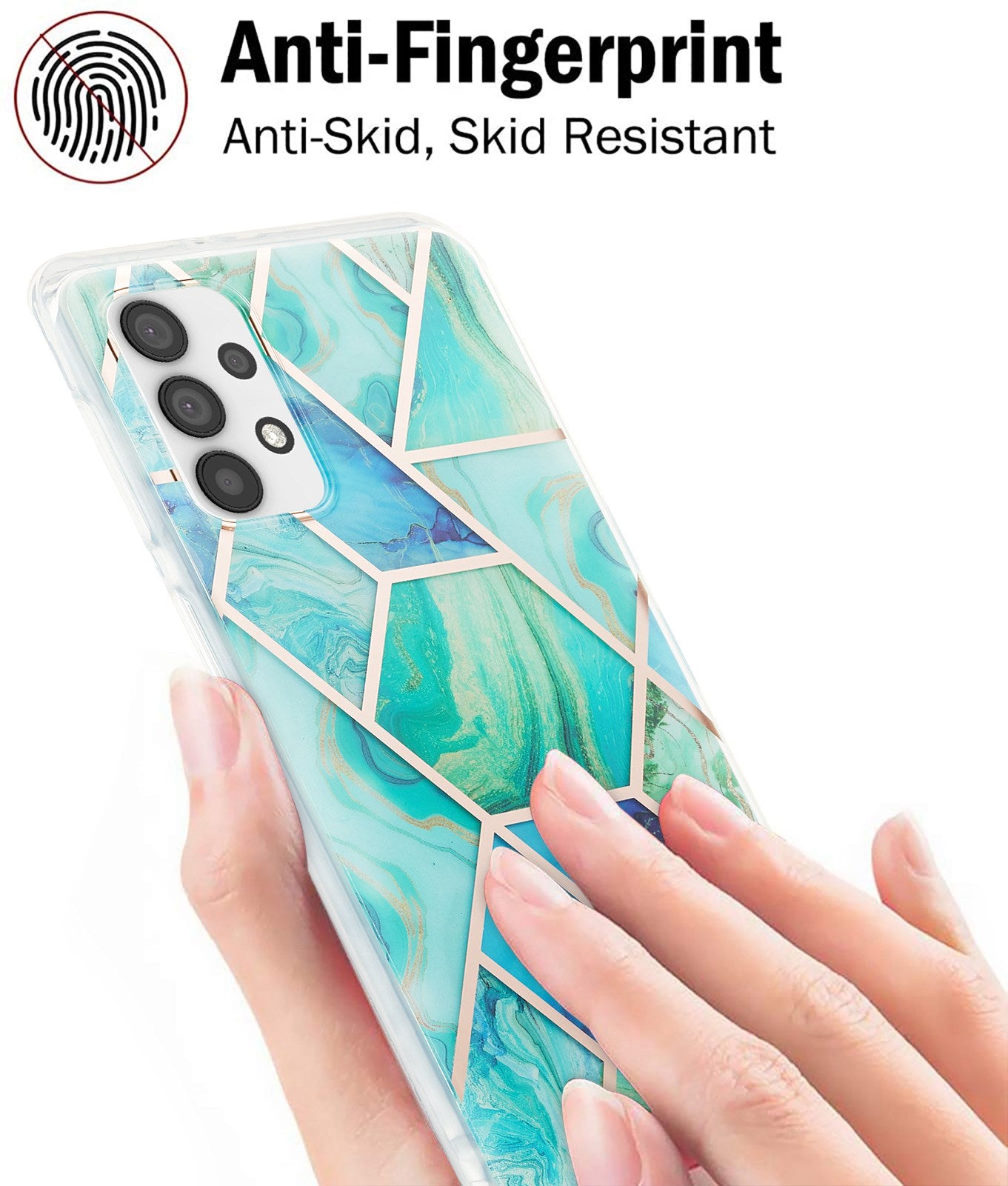 YB IMD Series-3 For Samsung Galaxy A23 4G (165.4 x 76.9 x 8.4mm) IMD Anti-scratch Soft TPU Case Double-sided Electroplating Splicing Marble Pattern Protective Shell