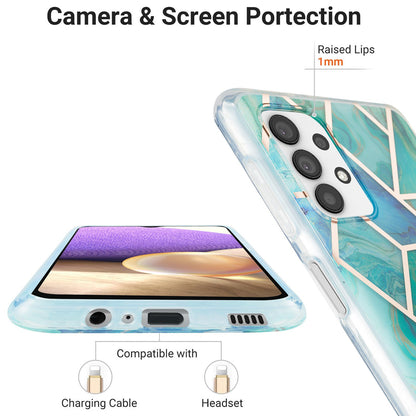 YB IMD Series-3 For Samsung Galaxy A23 4G (165.4 x 76.9 x 8.4mm) IMD Anti-scratch Soft TPU Case Double-sided Electroplating Splicing Marble Pattern Protective Shell