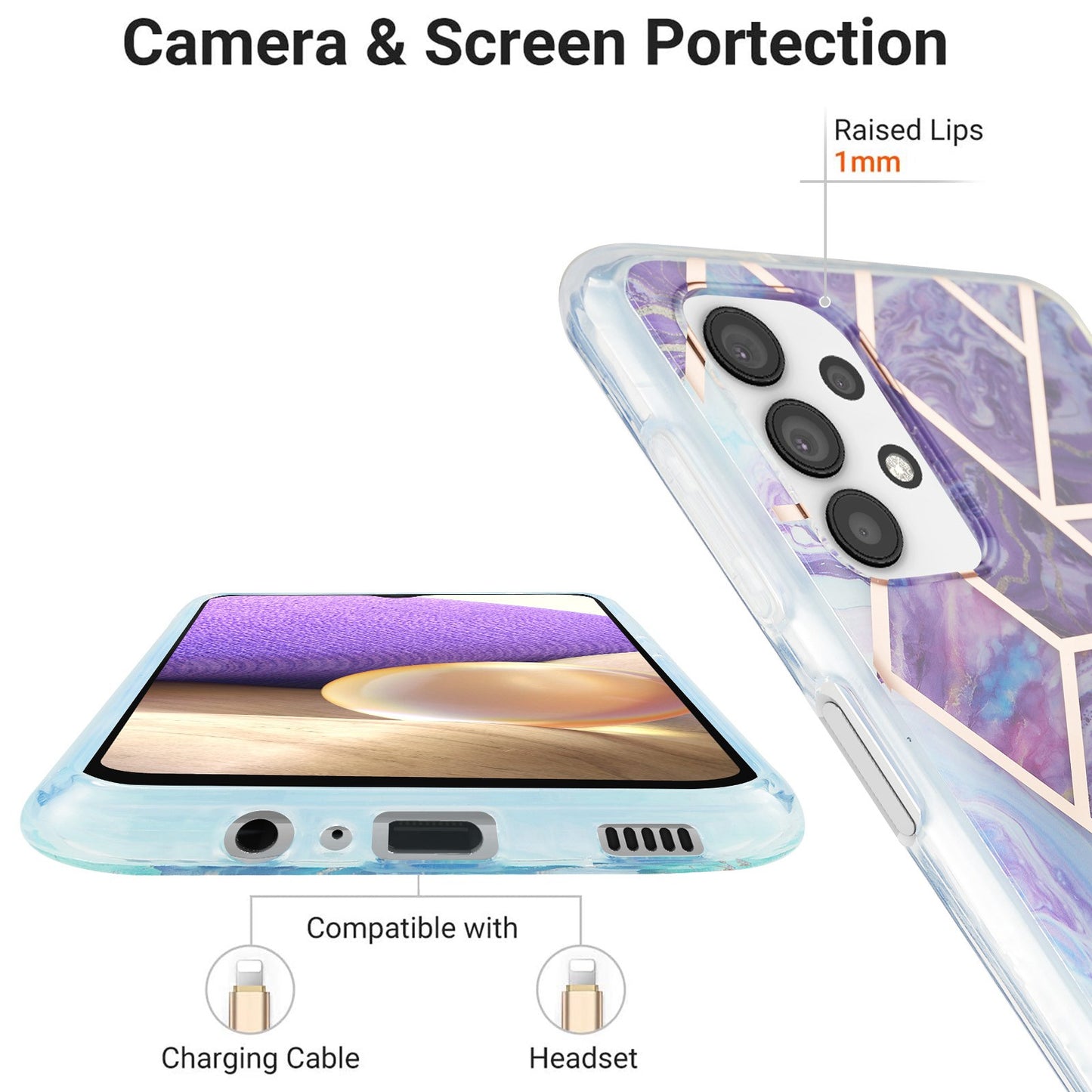 YB IMD Series-3 For Samsung Galaxy A23 4G (165.4 x 76.9 x 8.4mm) IMD Anti-scratch Soft TPU Case Double-sided Electroplating Splicing Marble Pattern Protective Shell