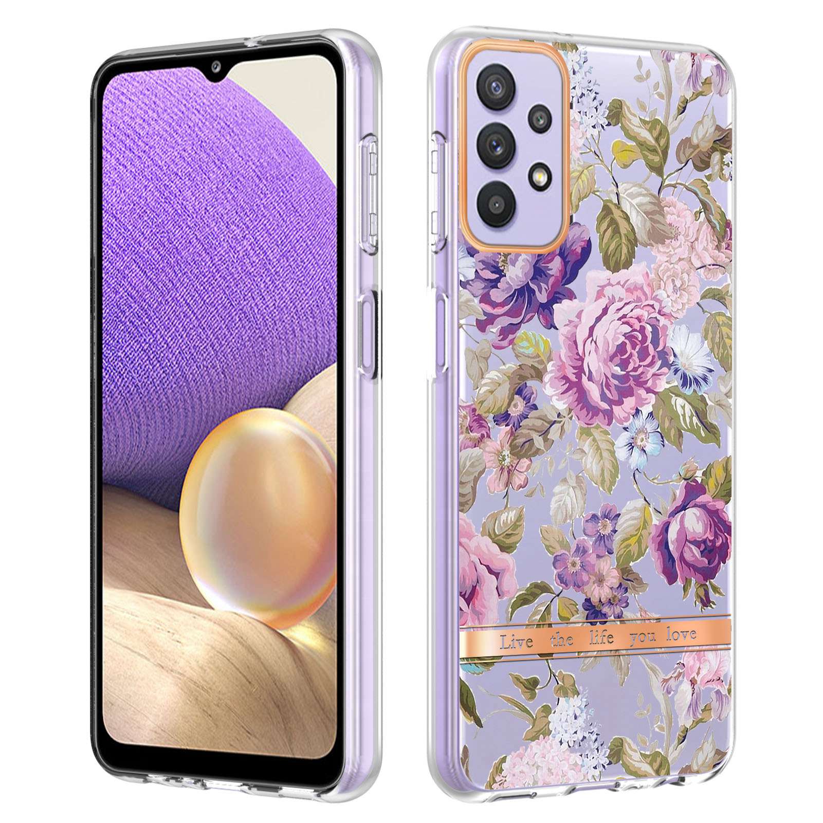 YB IMD-8 Series Flower Fashion Cover for Samsung Galaxy A13 4G, Soft TPU Cushion Electroplating IMD Phone Case