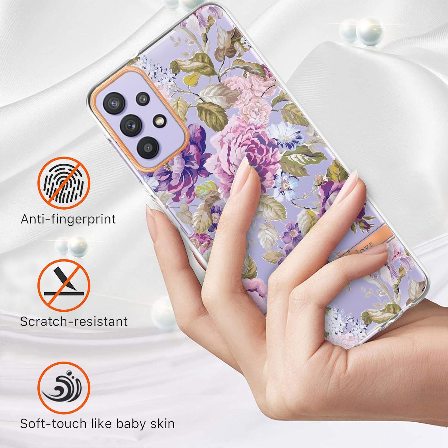 YB IMD-8 Series Flower Fashion Cover for Samsung Galaxy A13 4G, Soft TPU Cushion Electroplating IMD Phone Case