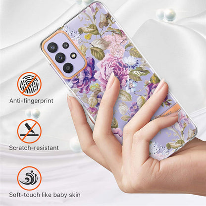 YB IMD-8 Series Flower Fashion Cover for Samsung Galaxy A13 4G, Soft TPU Cushion Electroplating IMD Phone Case